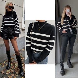 Black & white Striped knit Sweater